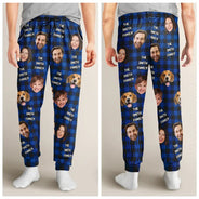 Family, Pet Lovers, Dog Lovers, Cat Lovers, Gift For Kids - Custom Photo Funny Family Pet Face Plaid Pattern - Personalized Pajama Pants