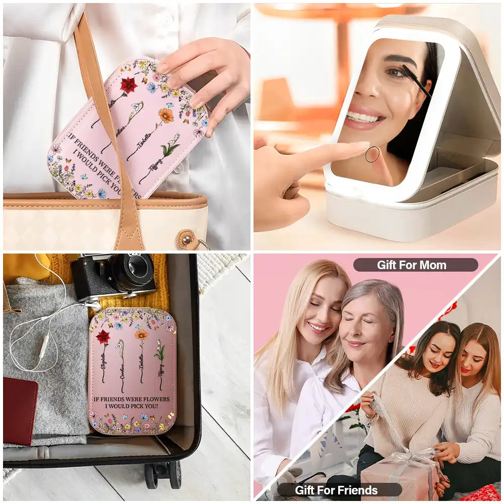 Gift For Bestie,Happy - It Takes A Long Time To Grow An Old Friend - Personalized Makeup Box With LED Mirror