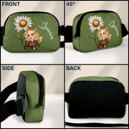 Travel,Gift For Yourself,Gift For Women,Happy - Birth Month Flower Travel Lover - Personalized Crossbody Belt Bag