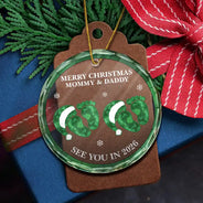 Christmas,New Dad,New baby,New Mom,Happy - Baby Expecting See You In 2026 Stained Glass - Personalized Circle Glass Ornament