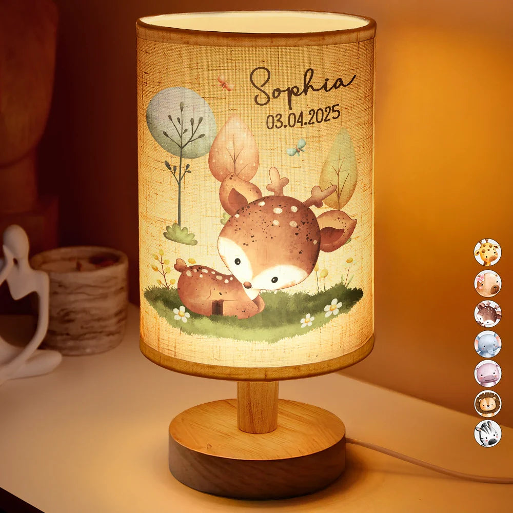 Parents, Gift For Kids, Happy, New baby - Baby Animal Night Light - Personalized Fabric Lamp