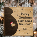 Adorable, First Christmas, New Mom, Christmas, Gift For Mother, Icon - Baby Bump First Christmas - Personalized 2-Layered Wooden Ornament