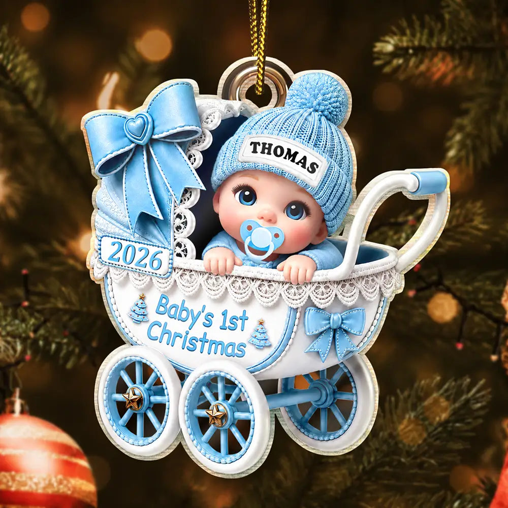 Baby Carriage First Christmas - Personalized Custom Shaped Acrylic Ornament