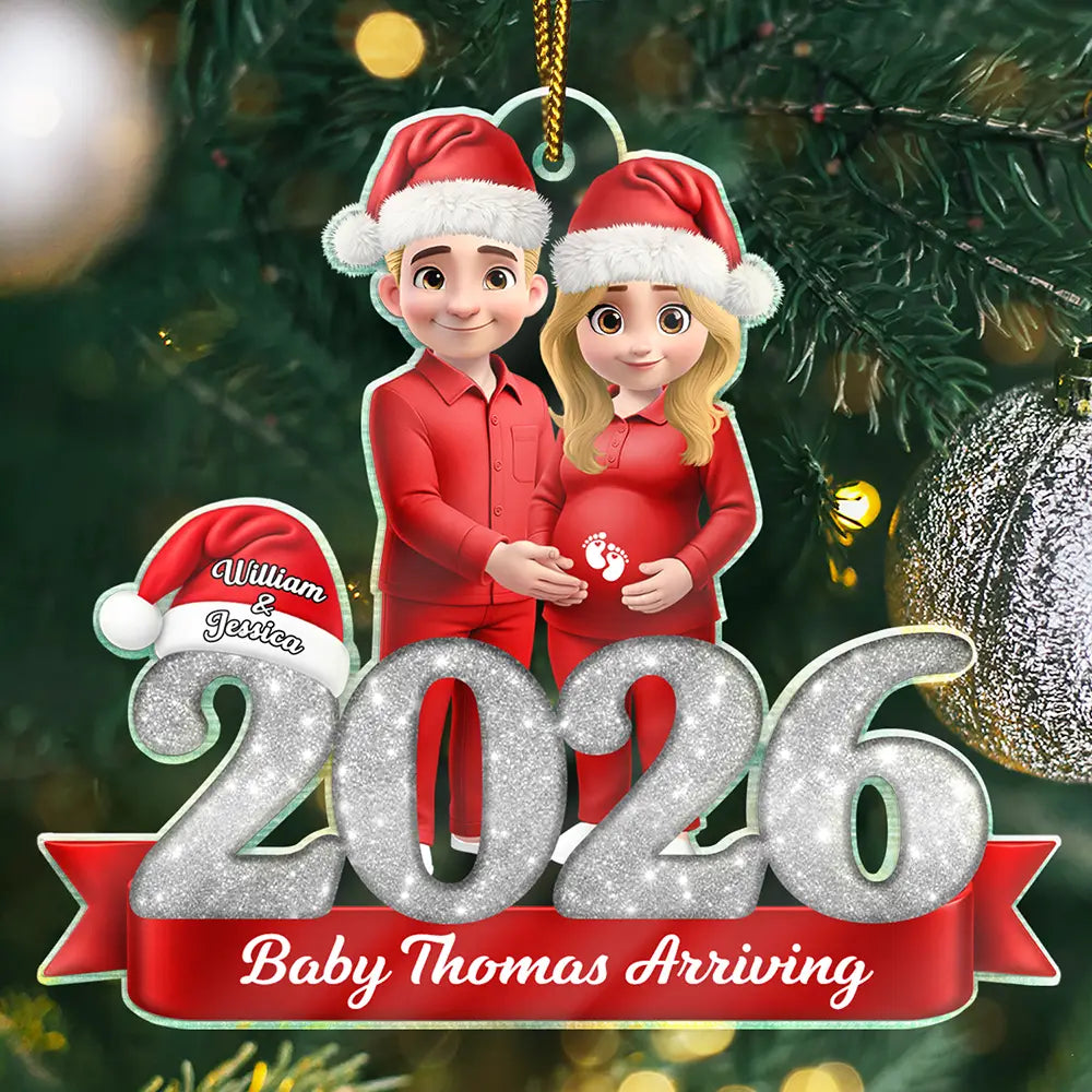 Baby Expecting Milestone Keepsake First Christmas - Personalized Custom Shaped Acrylic Ornament