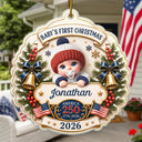 Top Market,Adorable,Independence Day,New Mom,America 250th,Christmas,Gift For Mother,Vector - Baby First Christmas America 250th Anniversary - Personalized Custom Shaped Acrylic Ornament