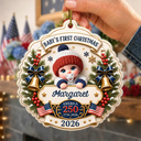 Top Market,Adorable,Independence Day,New Mom,America 250th,Christmas,Gift For Mother,Vector - Baby First Christmas America 250th Anniversary - Personalized Custom Shaped Acrylic Ornament