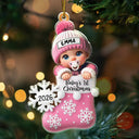 Baby First Christmas, Christmas Stocking - Personalized Custom Shaped Acrylic Ornament