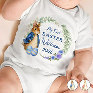 Baby First Easter With Bunny - Personalized Baby Onesie