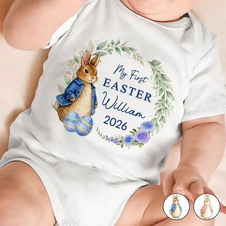 Baby First Easter With Bunny - Personalized Baby Onesie