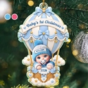 Adorable,New Mom,Christmas,Gift For Mother,Vector - Baby Hot Air Balloon First Christmas - Personalized Custom Shaped Acrylic Ornament