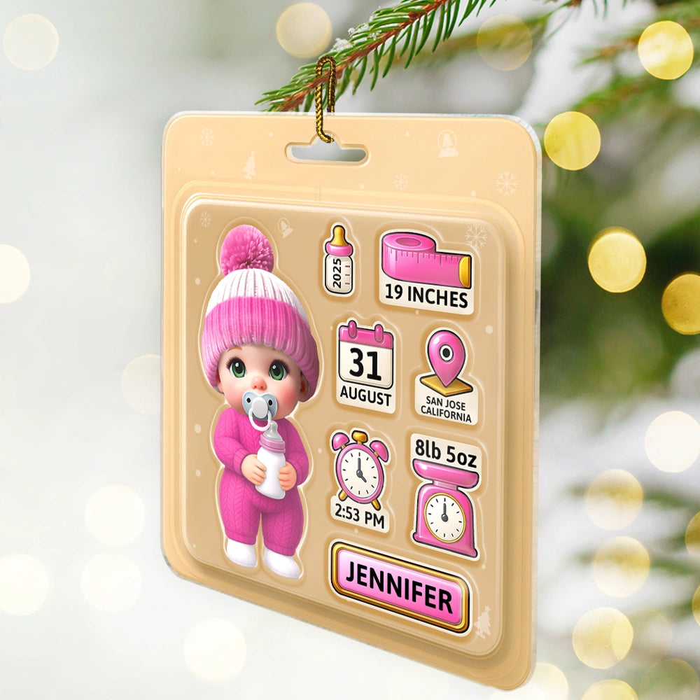 Christmas, New baby, New Mom, New Dad, Happy - Baby Information Toy Box - Personalized Custom Shaped Acrylic Ornament