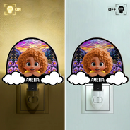 Gift For Kids, Gift For Daughter, Gift For Son, Love - Baby Kid On The Rainbow - Personalized Plug-in Night Light