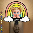 Gift For Kids, Gift For Daughter, Gift For Son, Love - Baby Kid On The Rainbow - Personalized Plug-in Night Light