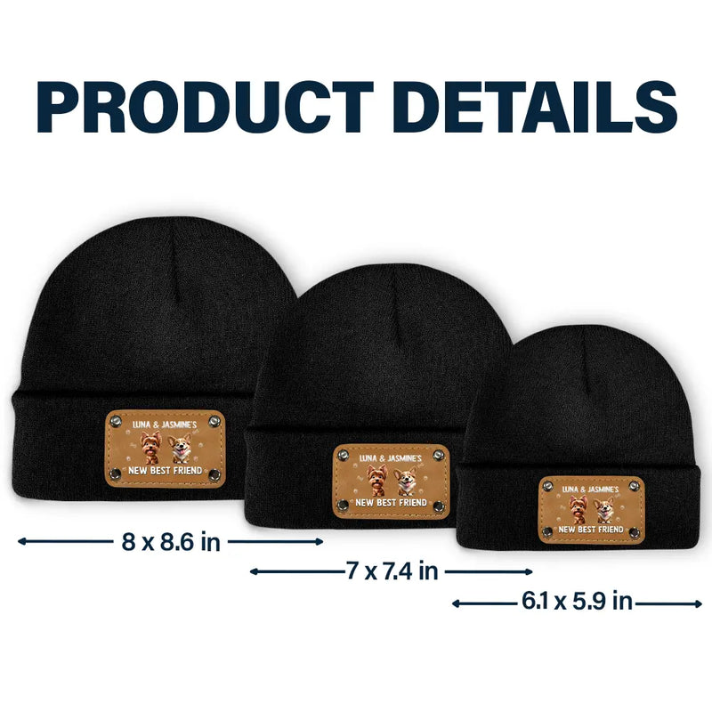 Dog Lovers,Dog Mom,Dog Dad,Dog Couple,Gift For Women,Gift For Men,New baby,Happy - Baby New Best Friend 3D Effect Funny Dog - Personalized Beanie With Leather Patch
