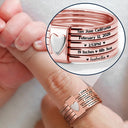 New Mom,New baby,New Dad,Happy - Baby Newborn Information - Personalized Heart Stacking Rings