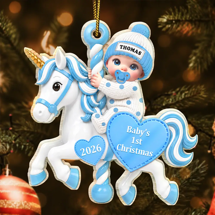 Baby On Carousel House First Christmas - Personalized Custom Shaped Acrylic Ornament