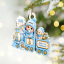 Adorable,New Mom,Christmas,Gift For Mother,Vector - Baby On Toy Train First Christmas - Personalized Custom Shaped Acrylic Ornament