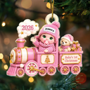 Adorable,New Mom,Christmas,Gift For Mother,Vector - Baby On Toy Train First Christmas - Personalized Custom Shaped Acrylic Ornament