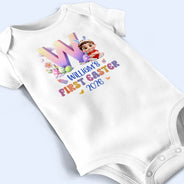 Easter,Gift For Kids,Grandma,Grandkids,Gift For Grandkids,Grandpa,Dad,Children,Mom,Happy - Baby Sitting With Easter Alphabet Letters - Personalized Baby Onesie