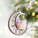 Baby Sleeping On The Moon First Christmas 3D Effect - Personalized 2-Layered Mix Ornament