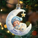 Baby Sleeping On The Moon First Christmas 3D Effect - Personalized Custom Shaped Acrylic Ornament