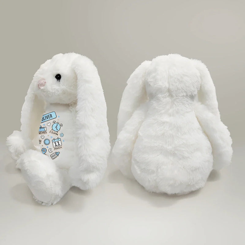 Happy, New baby, New Dad, New Mom, Parents, Gift For Mother - Baby's Announcement Newborn - Personalized Soft Toy Bunny