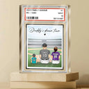 Gift For Father, Dad's Hobby, Sport Dad, Baseball, Happy, Family - Backside Baseball Family Card Style - Personalized Rectangle Shaped Acrylic Plaque