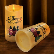 Gift For Bestie,Old Best friends,Gift For Sisters,Gift For Brothers,Gift For Sibling,Cousin,Happy,Family - Backside Friends Forever Siblings Forever - Personalized Flameless LED Candle