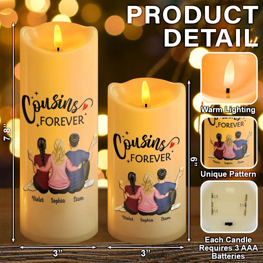 Gift For Bestie,Old Best friends,Gift For Sisters,Gift For Brothers,Gift For Sibling,Cousin,Happy,Family - Backside Friends Forever Siblings Forever - Personalized Flameless LED Candle