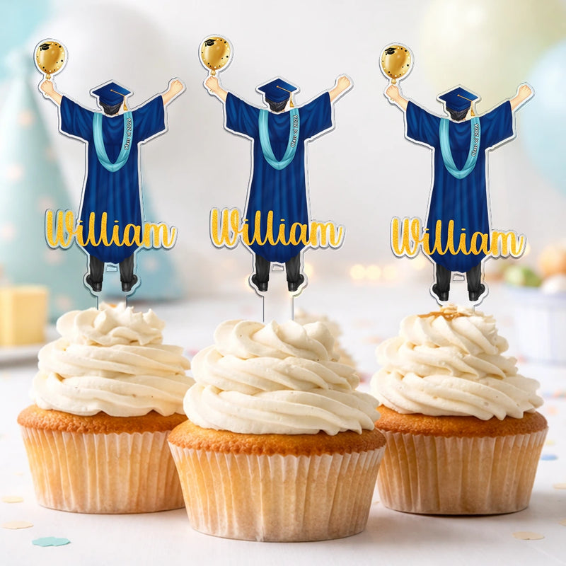 Graduation,Happy,Dad - Daughters (Adult),Gift For Daughter,Mom - Daughters (Adult),Dad - Sons,Gift For Son,Mom - Sons - Backside Woman Man Graduation - Personalized Acrylic Cake Topper