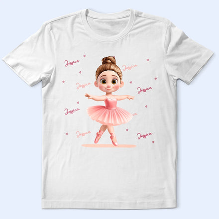 Ballerina Cute Girl 3D Effect - Personalized T Shirt