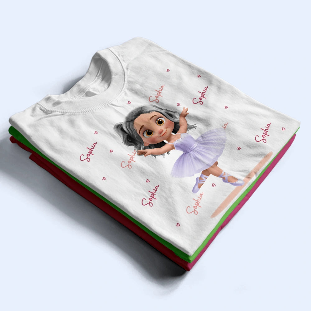 Gift For Kids,Happy - Ballerina Cute Girl 3D Effect - Personalized T Shirt