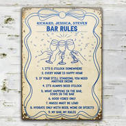 Funny, Gift For Couples, Patio, Gift For Husband, Gift For Wife, Gift For Boyfriend, Gift For Girlfriend - Bar Rules Funny - Personalized Classic Metal Signs
