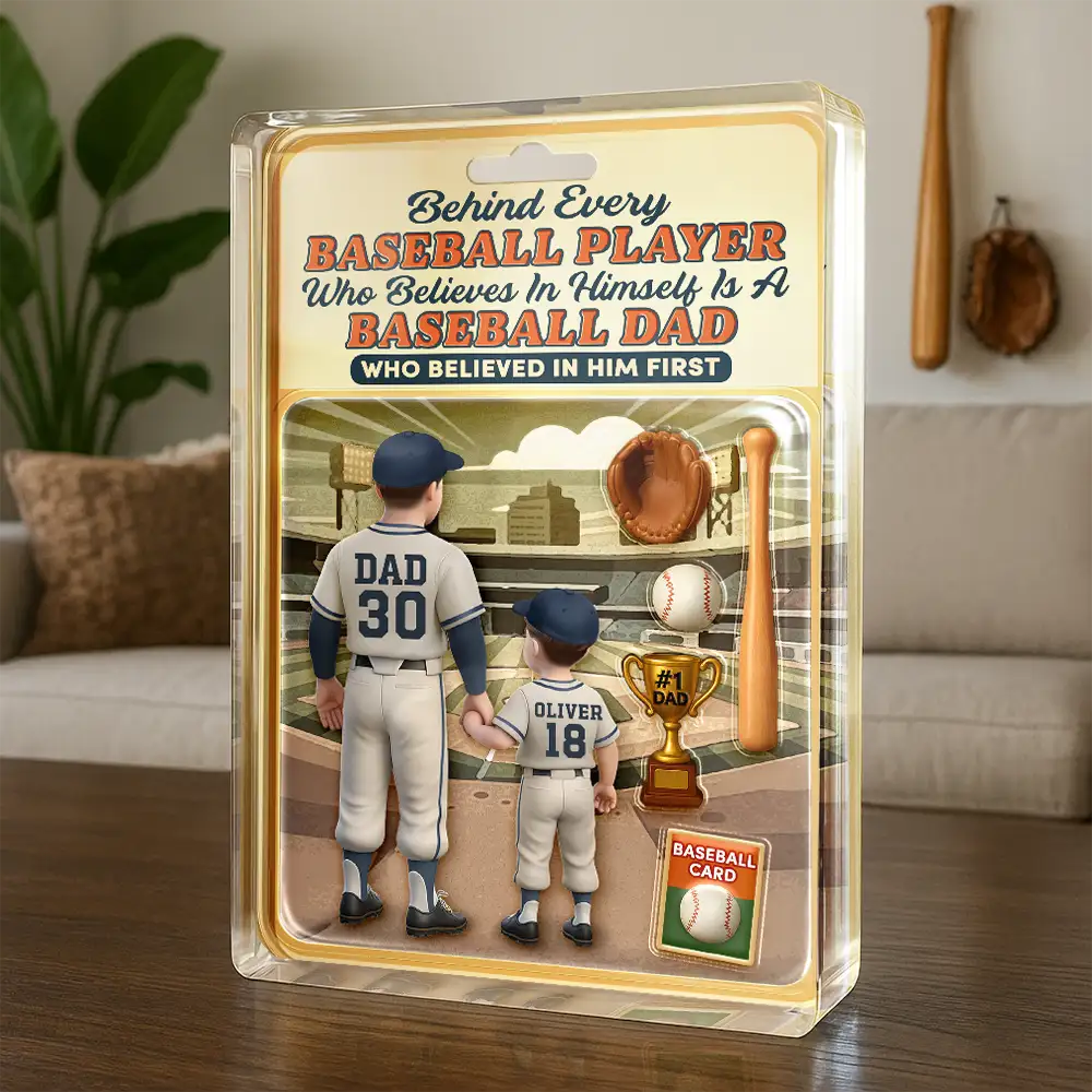Gift For Father,Love,Baseball - Baseball Dad Behind Every Baseball Player - Personalized Custom Shaped Acrylic Plaque
