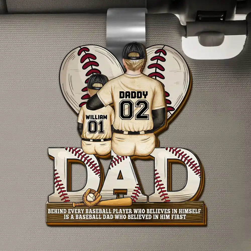 Baseball Dad Behind Every Baseball Player - Personalized Custom Shaped Car Visor Clip