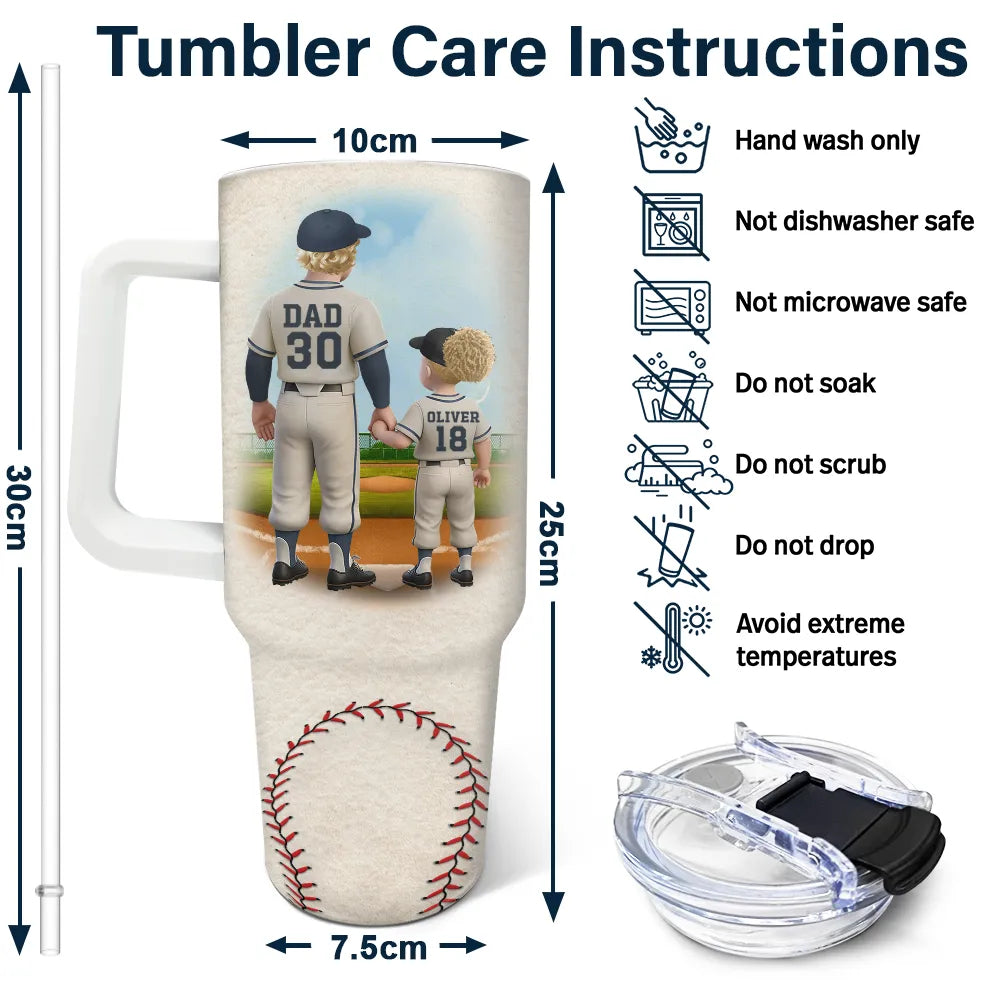 Gift For Father, Love, Baseball - Dear Baseball Dad Thank You For Teaching Me - Personalized 40oz Tumbler With Straw