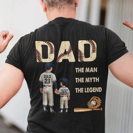 Baseball Dad The Man The Myth The Legend - Personalized T Shirt