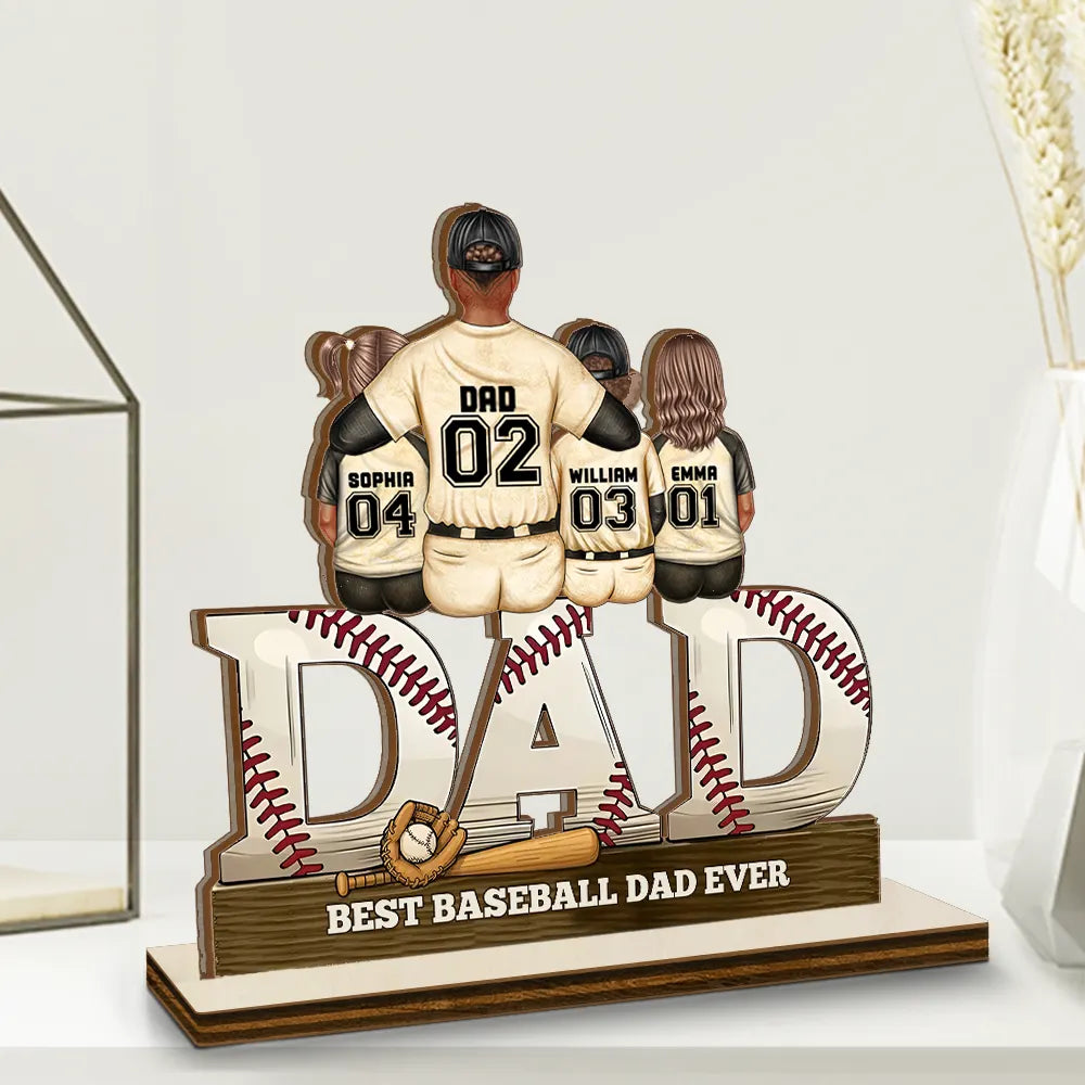 Gift For Father,Baseball,Sport Dad - Baseball Dad We Hit A Homerun - Personalized Custom Shaped 2-Layered Wooden Plaque