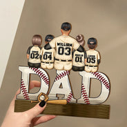 Gift For Father,Baseball,Sport Dad - Baseball Dad We Hit A Homerun - Personalized Custom Shaped 2-Layered Wooden Plaque