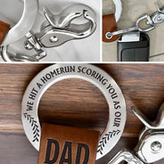 Gift For Father,Gift For Grandpa,Gift For Husband,Baseball,Love - Baseball Hit A Homerun Scoring You As Dad Papa Husband - Personalized Leather Coordinates Keychain
