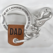 Gift For Father,Gift For Grandpa,Gift For Husband,Baseball,Love - Baseball Hit A Homerun Scoring You As Dad Papa Husband - Personalized Leather Coordinates Keychain