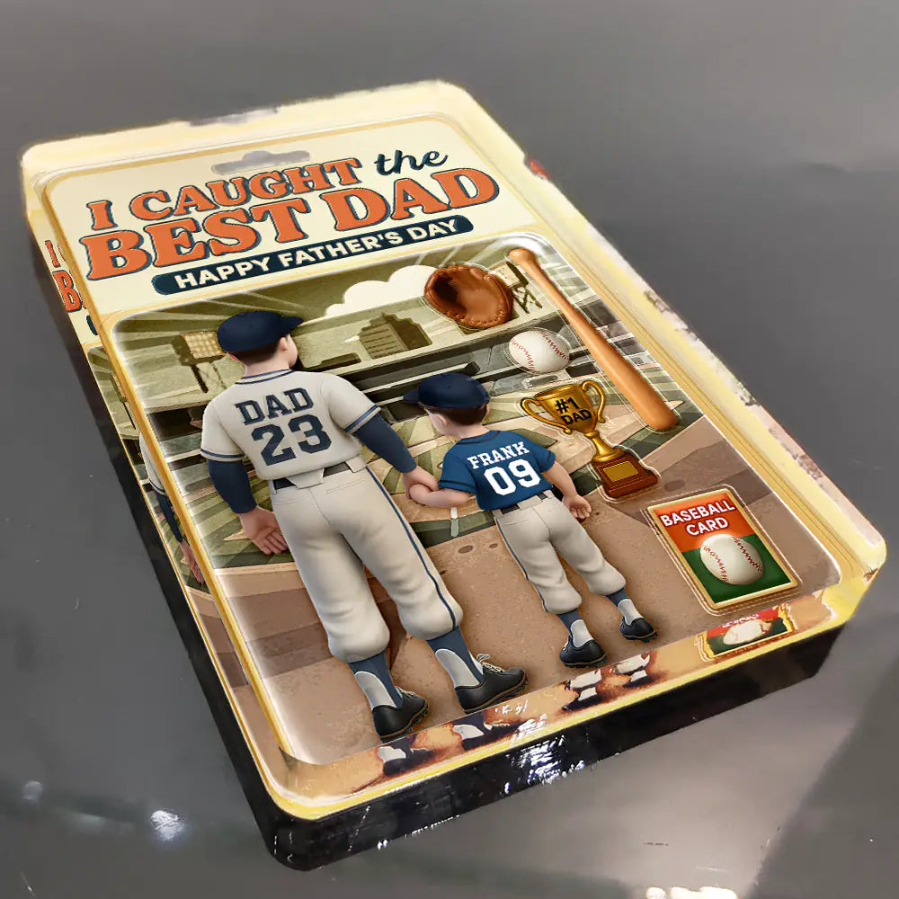 Gift For Father,Baseball - Baseball I Caught The Best Dad Doll Box Effect Figure Style - Personalized Custom Shaped Acrylic Plaque