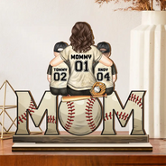 Baseball Mom And Kids - Personalized Custom Shaped 2-Layered Wooden Plaque