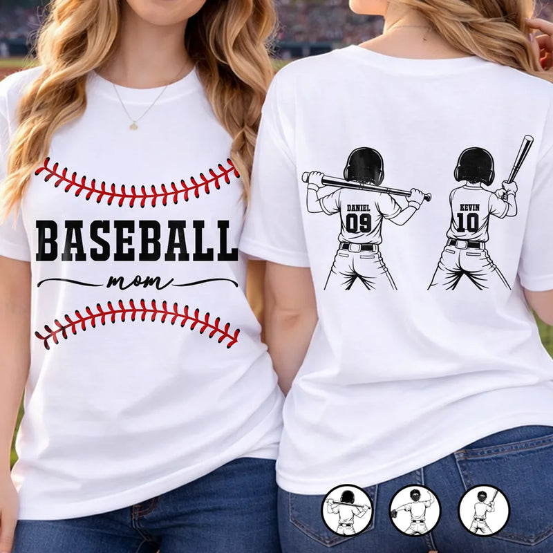Gift For Mother,Gift For Father,Baseball,Happy - Baseball Mom Dad Kid Backside - Personalized T Shirt