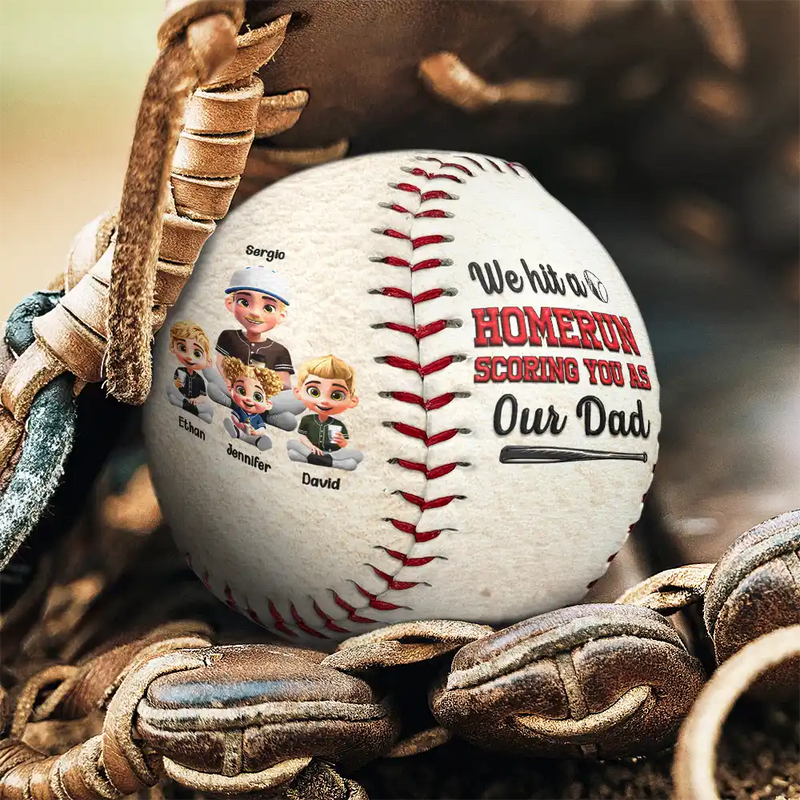 Gift For Father, Sport Dad, Baseball, Happy - Baseball We Hit A Homerun 3D Effect - Personalized Baseball, Softball