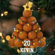 Gift For Yourself, Gift For Women, Gift For Men, Baseball, Basketball, Football, Golf, Happy, Christmas - American Football Christmas Tree - Personalized Custom Shaped Acrylic Ornament