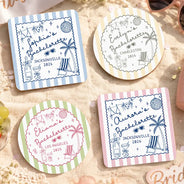 Gift For Bestie, Playful, Wedding, Custom Text - Beach Bachelorette Party - Personalized Cork Coaster