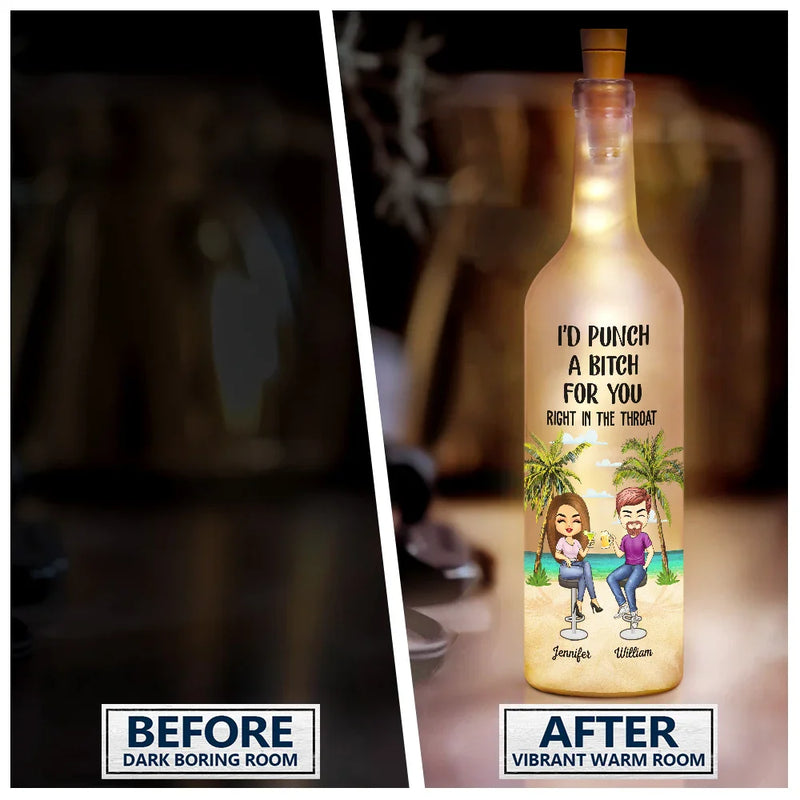 Gift For Bestie, Funny - Beach Bestie I Smile Because You Are My Sister - Personalized Bottle Light