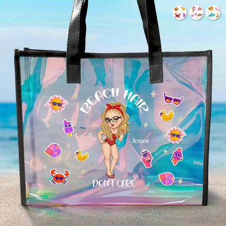 Beach Hair Don't Care - Personalized Holographic Tote
