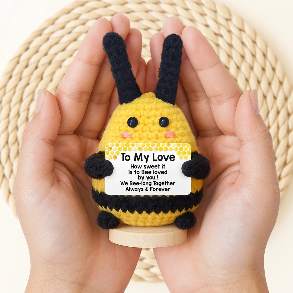 Family,Happy,Gift For Bestie - Bee Positive You Are Gonna Bee Awesome - Personalized Doll Crochet With Custom Card
